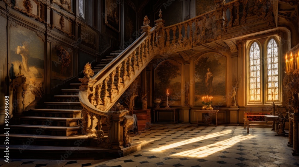 Grand Staircase in a Historic Mansion Grand Staircase in a Historic Mansion