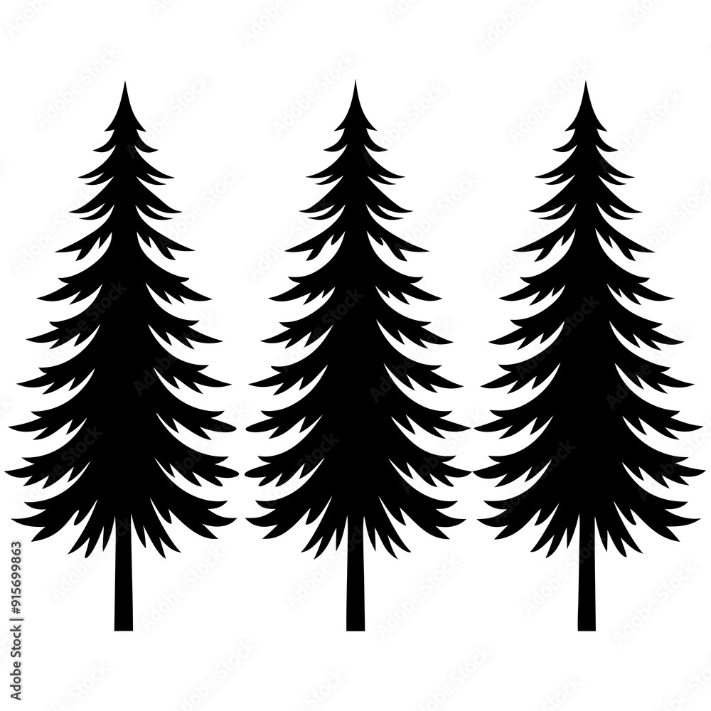 Fototapeta premium 3 Pine tree vector silhouette 