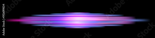 Neon laser sticks, glowing light effect, purple and blue vaporwave dynamic speed lines, luminous beams. Thunder bolt flash. Border or divider. Isolated transparent vector