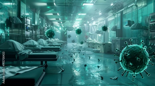 A Hospital Hallway Overrun by a Virus