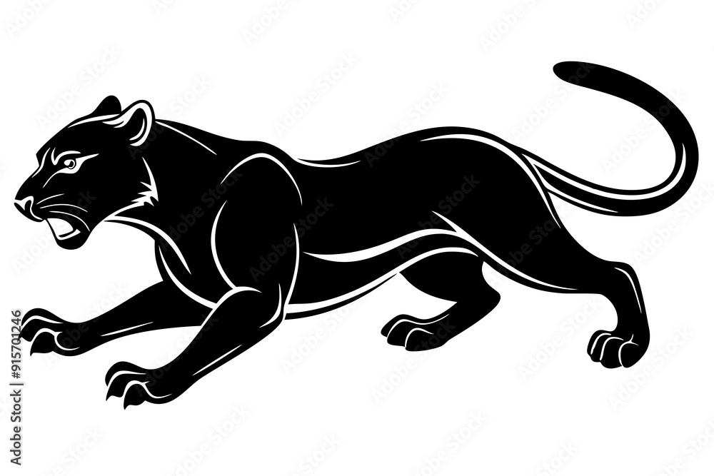 Obraz premium running panther icon vector silhouette