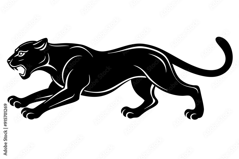 Fototapeta premium running panther icon vector silhouette