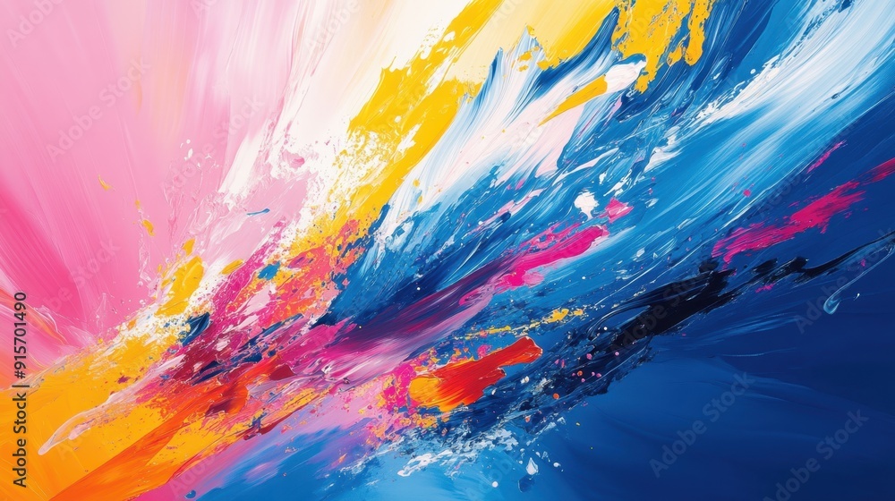 Colorful Abstract Composition with Vibrant Blue, Pink, Yellow, and Orange Hues Creating a Visually Stimulating Splash of Colors Colorful Abstract Composition with Vibrant Blue, Pink, Yellow, and Orange Hues Creating a Visually Stimulating Splash of Colors