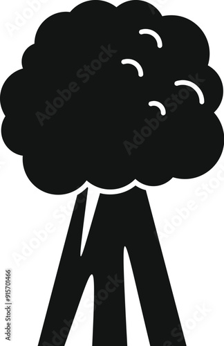 Black silhouette icon of a head of broccoli growing on a stalk