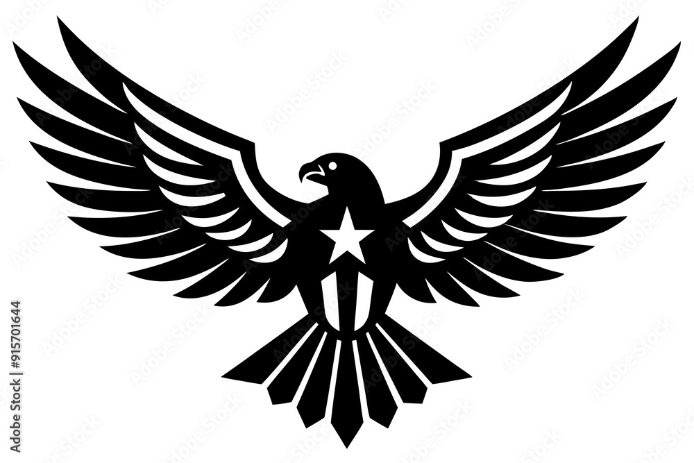 Obraz premium Patriotic Eagle vector silhouette on white background