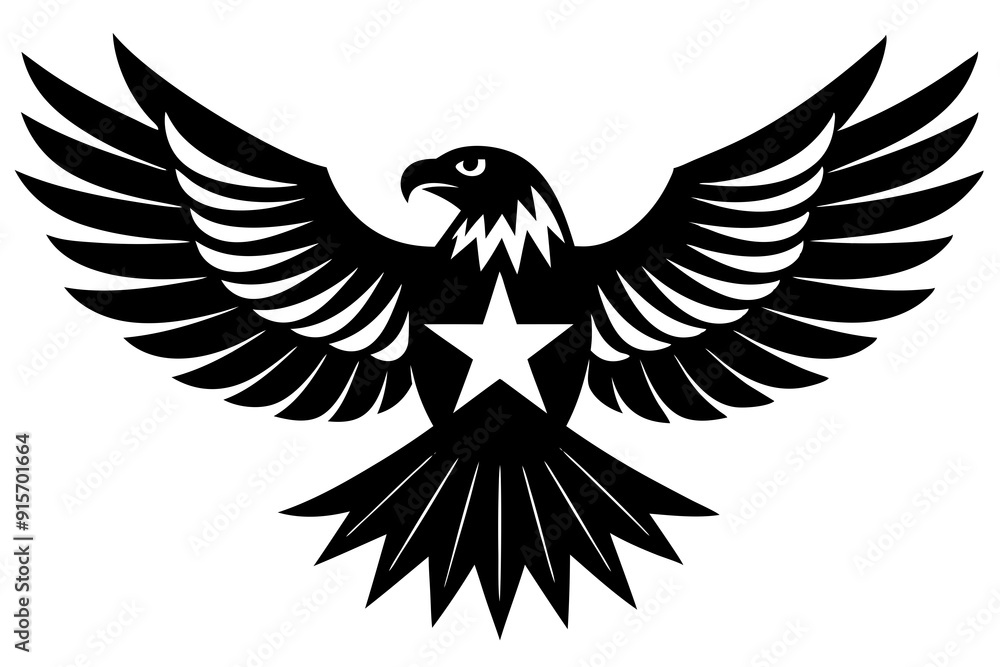 Patriotic Eagle vector silhouette on white background Patriotic Eagle vector silhouette on white background