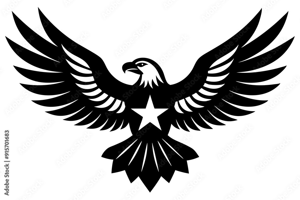Fototapeta premium Patriotic Eagle vector silhouette on white background
