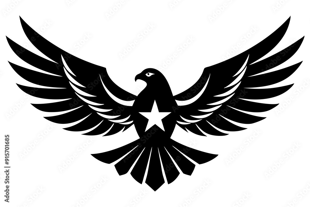 Obraz premium Patriotic Eagle vector silhouette on white background