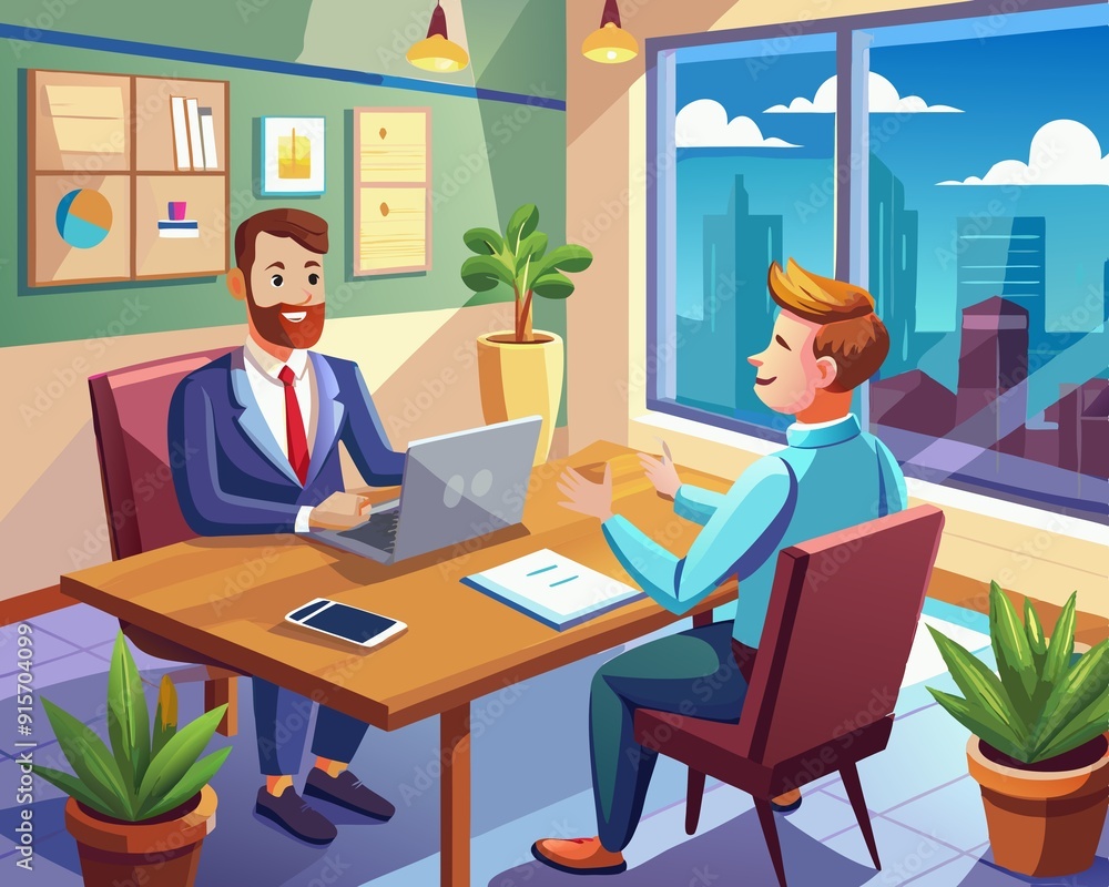Professional Job Interview Vector Illustration Professional Job Interview Vector Illustration