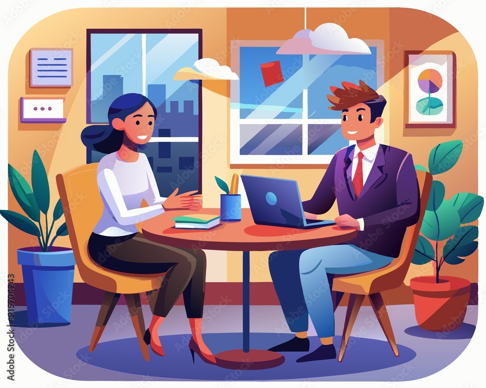 Professional Job Interview Vector Illustration Professional Job Interview Vector Illustration