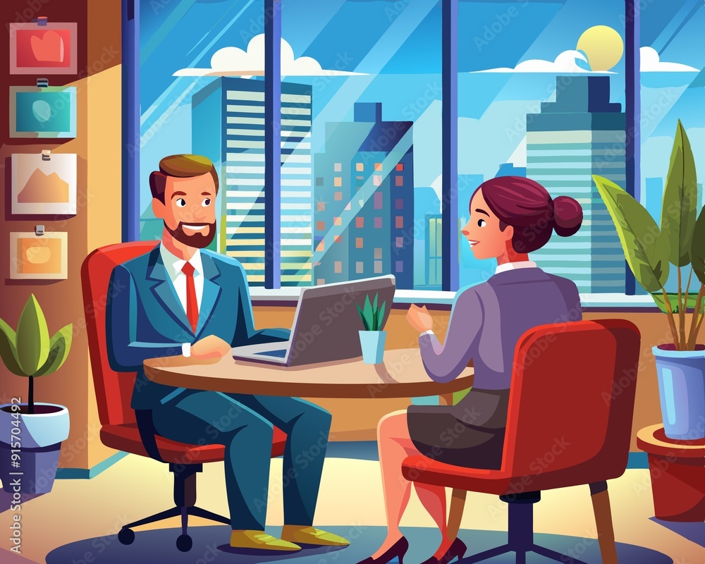 Professional Job Interview Vector Illustration Professional Job Interview Vector Illustration