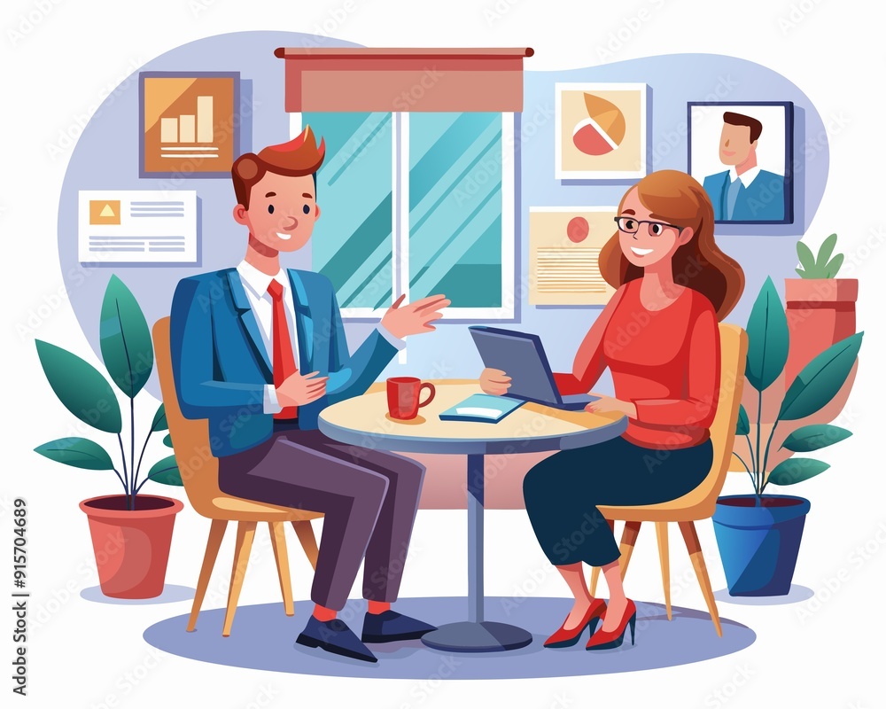 Professional Job Interview Vector Illustration Professional Job Interview Vector Illustration