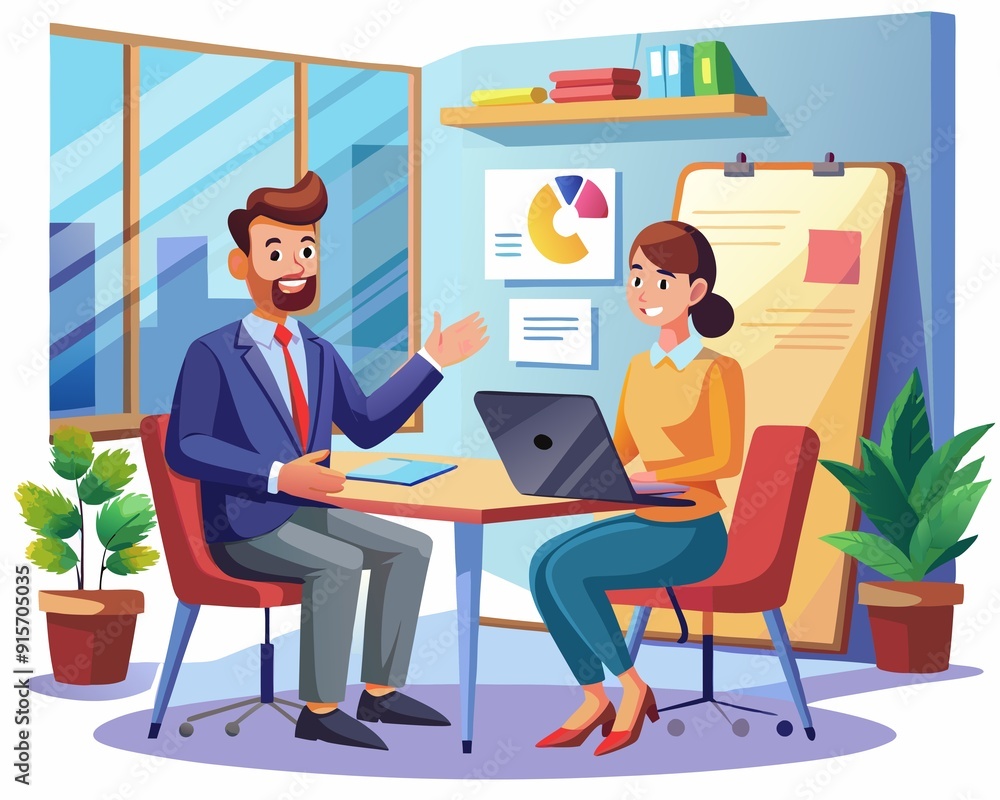 Professional Job Interview Vector Illustration Professional Job Interview Vector Illustration