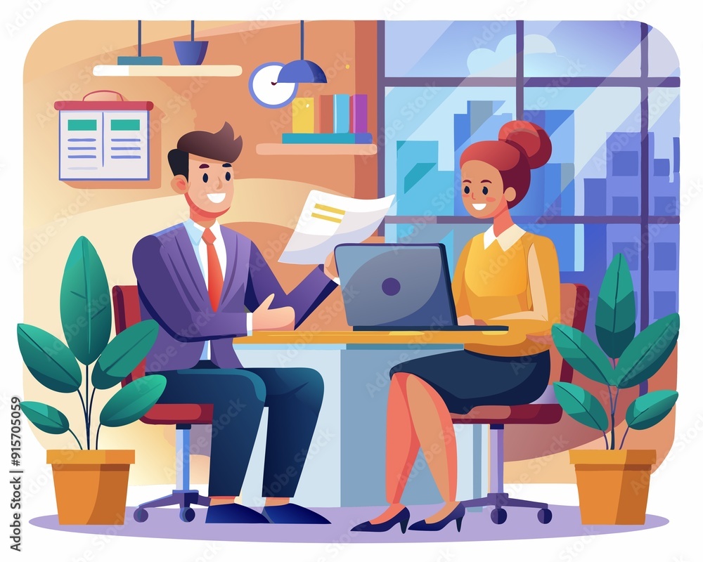 Professional Job Interview Vector Illustration Professional Job Interview Vector Illustration