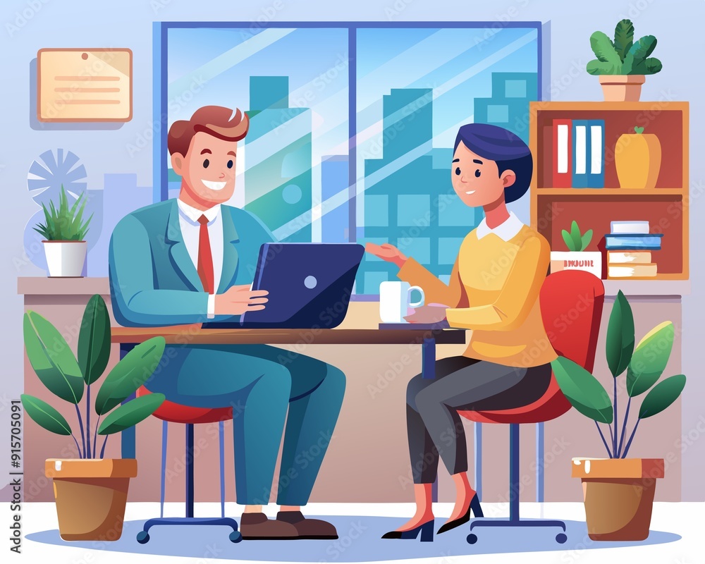Professional Job Interview Vector Illustration Professional Job Interview Vector Illustration