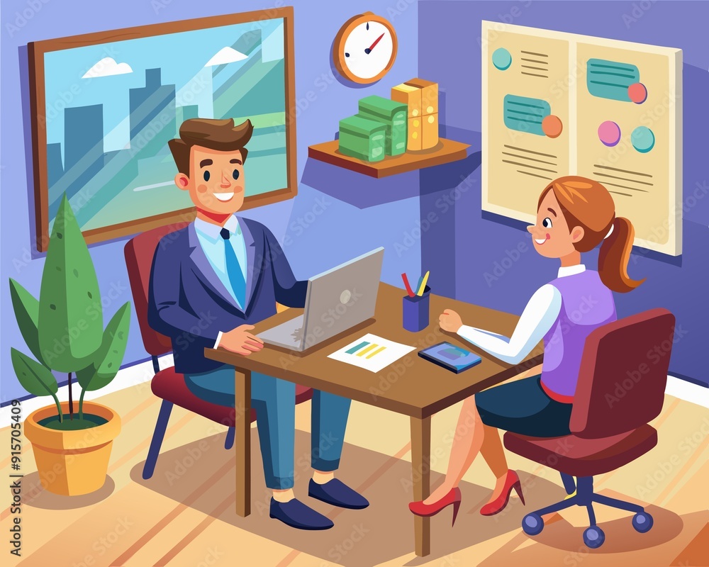 Professional Job Interview Vector Illustration Professional Job Interview Vector Illustration