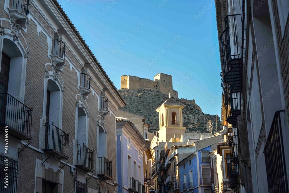 Fototapeta premium View of the castle of Mula, from the street of the cano, a very photogenic place Mula, Murcia, Spain 2022