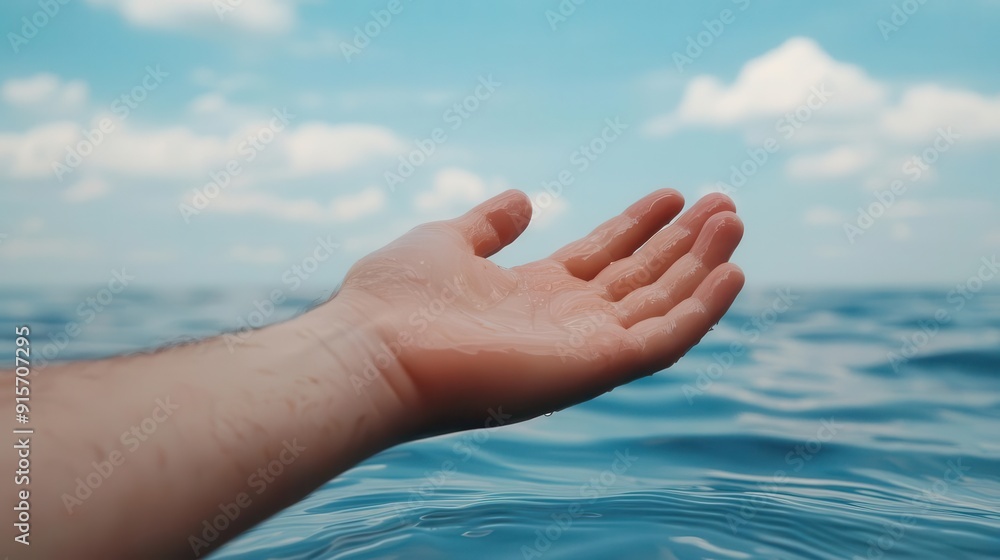 Closeup of a person s hand trailing in the water, boat ride on Labor Day