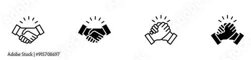 Business agreement thin line icon set. Handshake bottom or top icons, trust, agreement, friendship, greeting, loyalty, teamwork vector icons eps10.