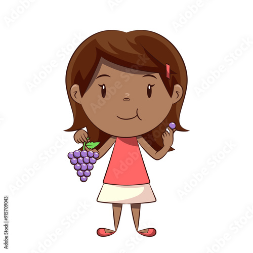 Little girl eating grapes