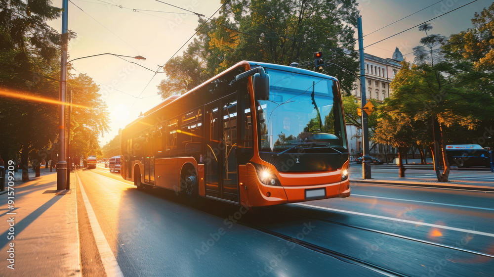 Obraz premium Electric buses operating on clean energy