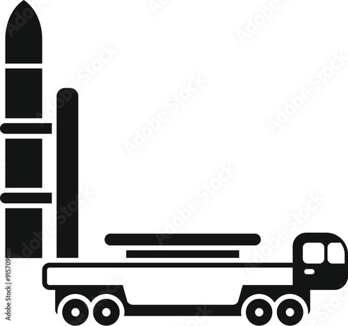 Military missile launcher truck standing ready for launching missile