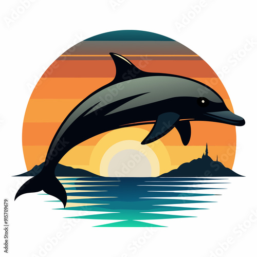 Dolphin against a sunset