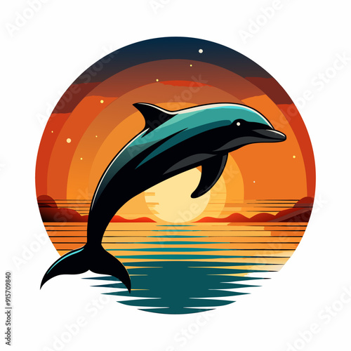 Dolphin against a sunset