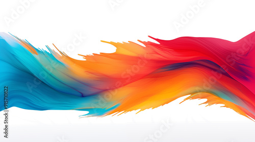 Vibrant brush stroke with gradient colors blending seamlessly isolated on a crisp white background photo