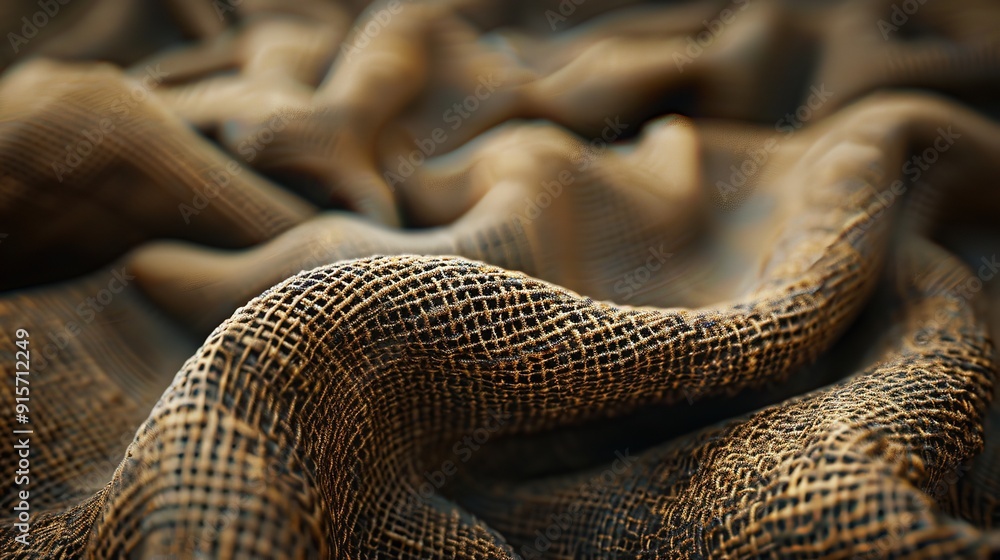 Fototapeta premium Close up texture of wrinkled burlap fabric.