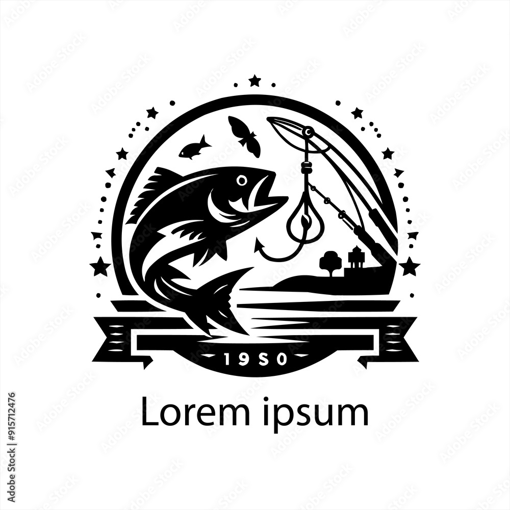 Naklejka premium a fishing logo design for brand