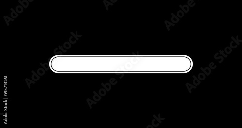 Animation white load bar with warning on black background. Alpha channel. Footage. Transparent background