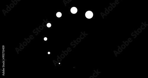 Slow white circles load indicator. Alpha channel. Footage. Transparent background.