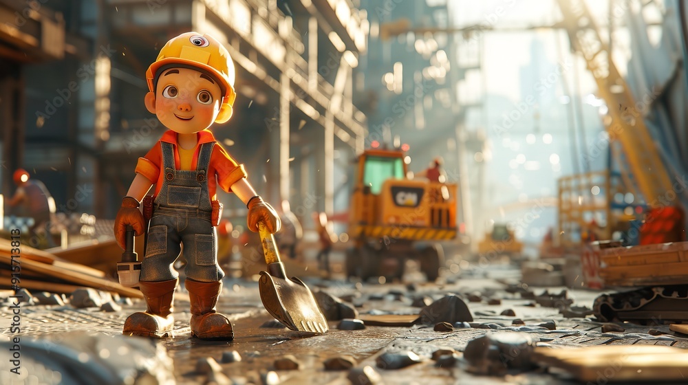 Cartoon Scene with Construction Workers for Labor Day Cartoon Scene with Construction Workers for Labor Day