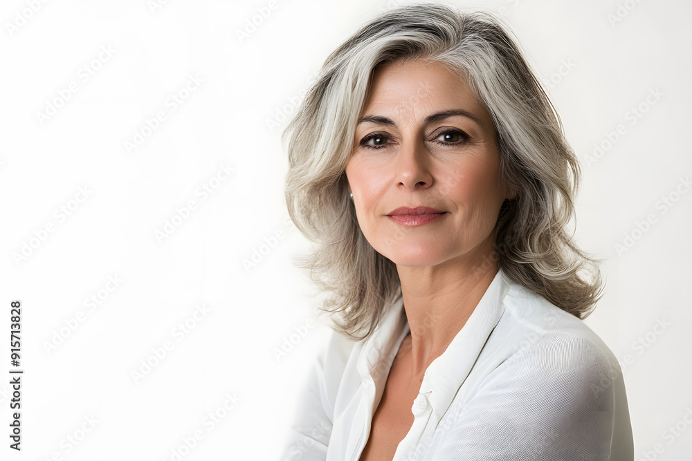 Beautiful Mature European woman close up portrait. Beautiful gorgeous 40-50s mid aged mature lady looking at camera isolated on white. Beautiful Mature European woman close up portrait. Beautiful gorgeous 40-50s mid aged mature lady looking at camera isolated on white.