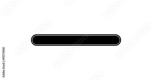Animation black load bar with warning on white background. Alpha channel. Footage. Transparent background.