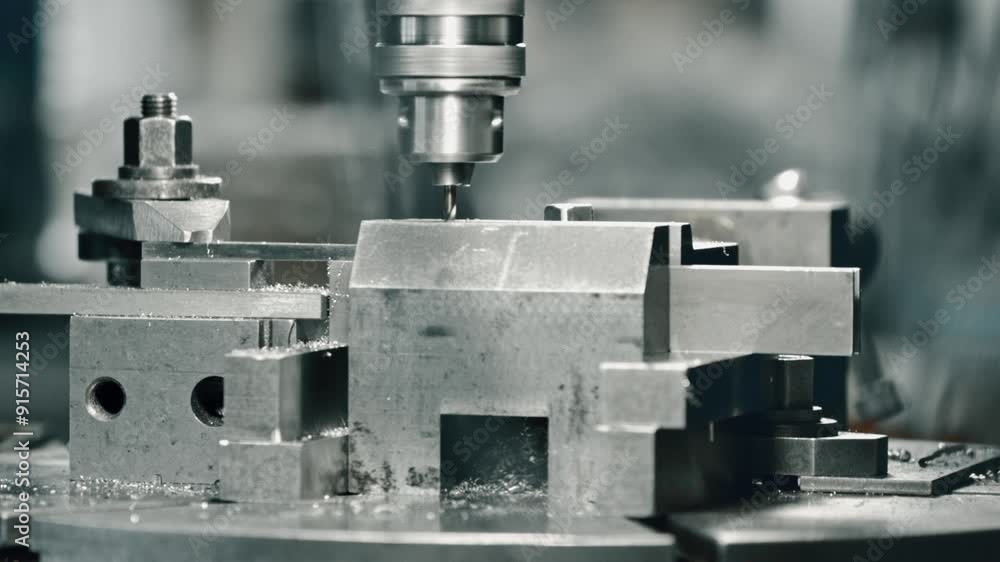 Precision cnc machining process in an industrial workshop, showcasing metalworking and engineering expertise in close-up view Precision cnc machining process in an industrial workshop, showcasing metalworking and engineering expertise in close-up view