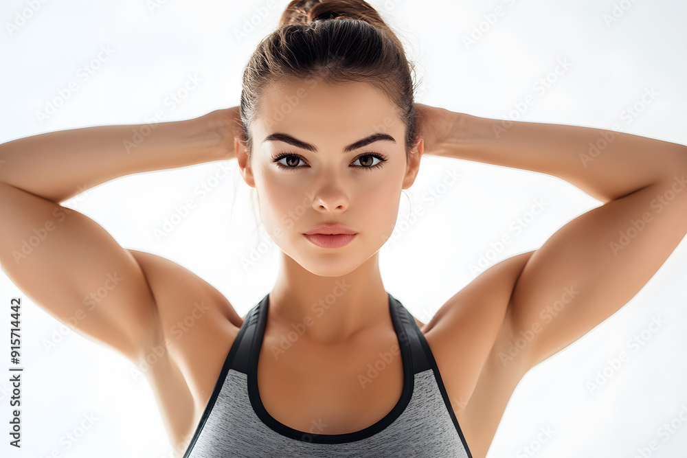 Portrait of Pretty Young Fitness Woman Posing in Sportswear, on a white background Portrait of Pretty Young Fitness Woman Posing in Sportswear, on a white background