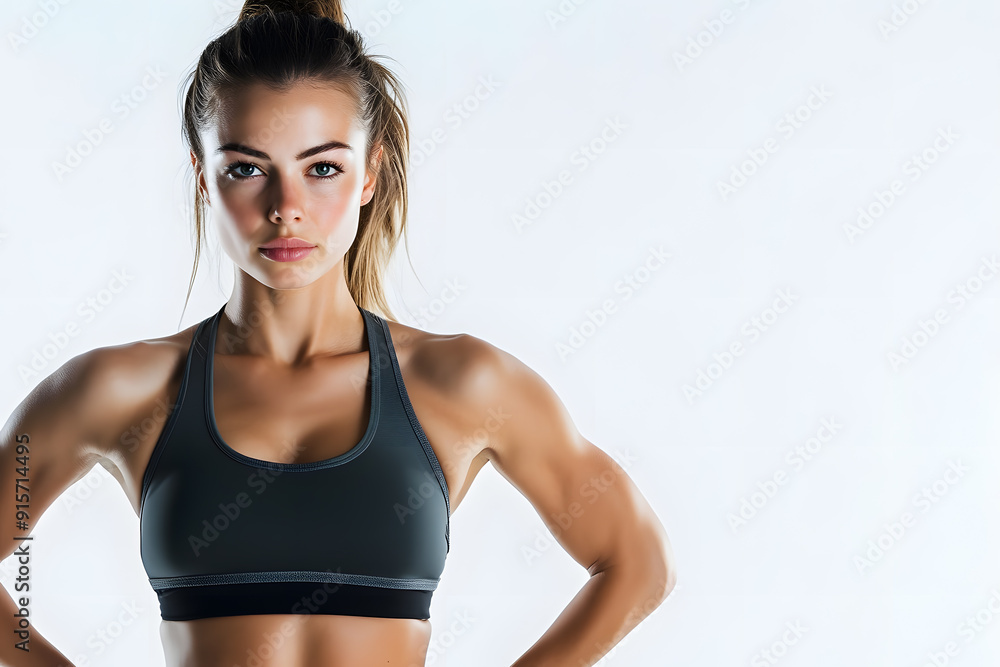 Portrait of Pretty Young Fitness Woman Posing in Sportswear, on a white background Portrait of Pretty Young Fitness Woman Posing in Sportswear, on a white background