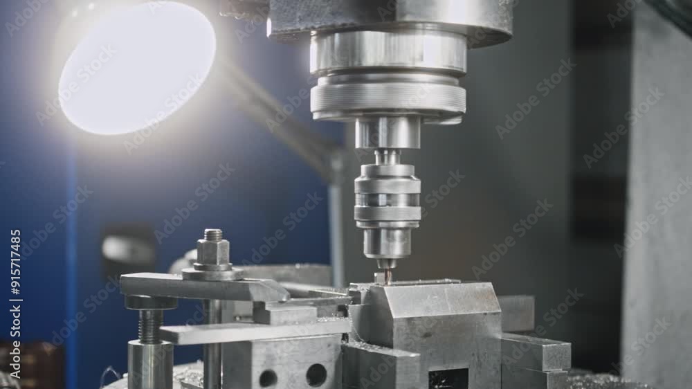 Cnc milling machine precisely cuts metal components in modern industrial automation process. High-tech manufacturing at its finest Cnc milling machine precisely cuts metal components in modern industrial automation process. High-tech manufacturing at its finest