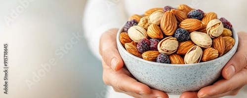 Bowl of mixed nuts and dried berries superfood snack immune boosting properties