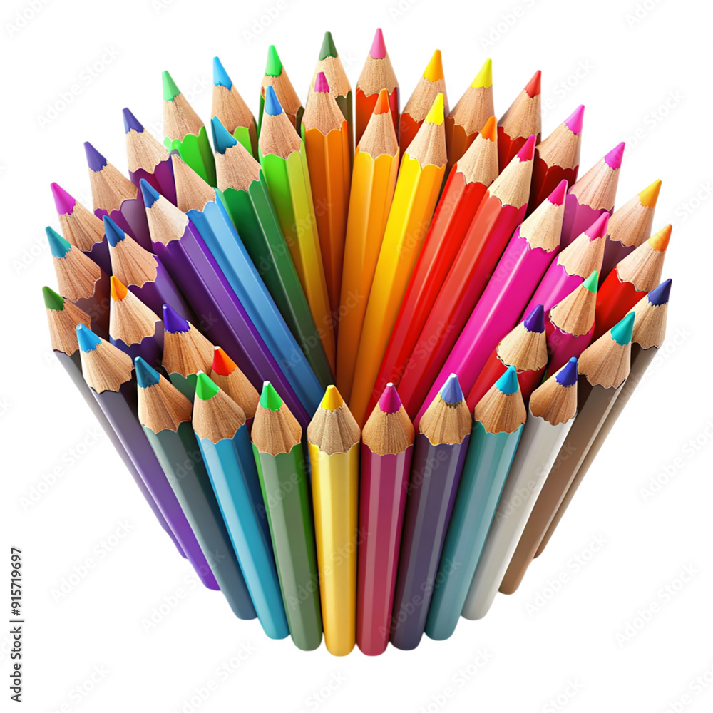 Back To School Design With Colorful Pencil Isolated On Transparent Background Back To School Design With Colorful Pencil Isolated On Transparent Background