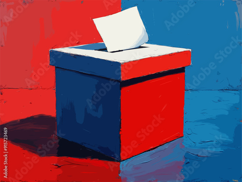 Abstract Oil Painting Depicting US Elections in Red and Blue with Election box EPS