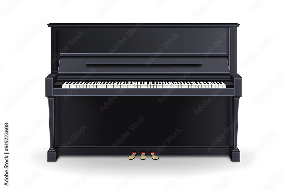 Piano isolated on white background