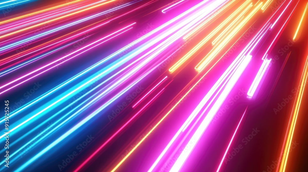 Vibrant neon lights pulsating in abstract patterns Vibrant neon lights pulsating in abstract patterns