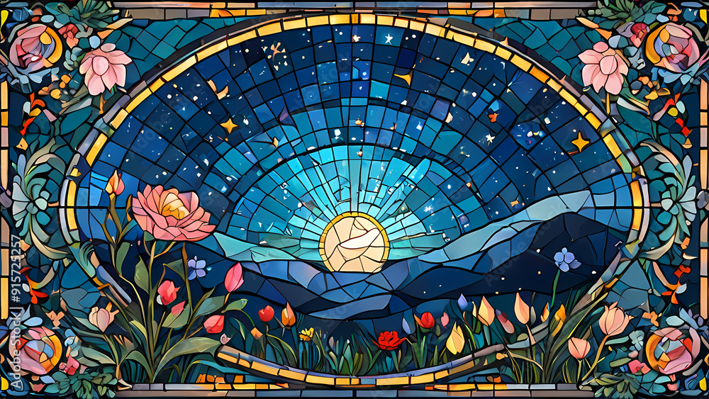 Obraz premium Mosaic art design with the theme of the beauty of the Night Sky