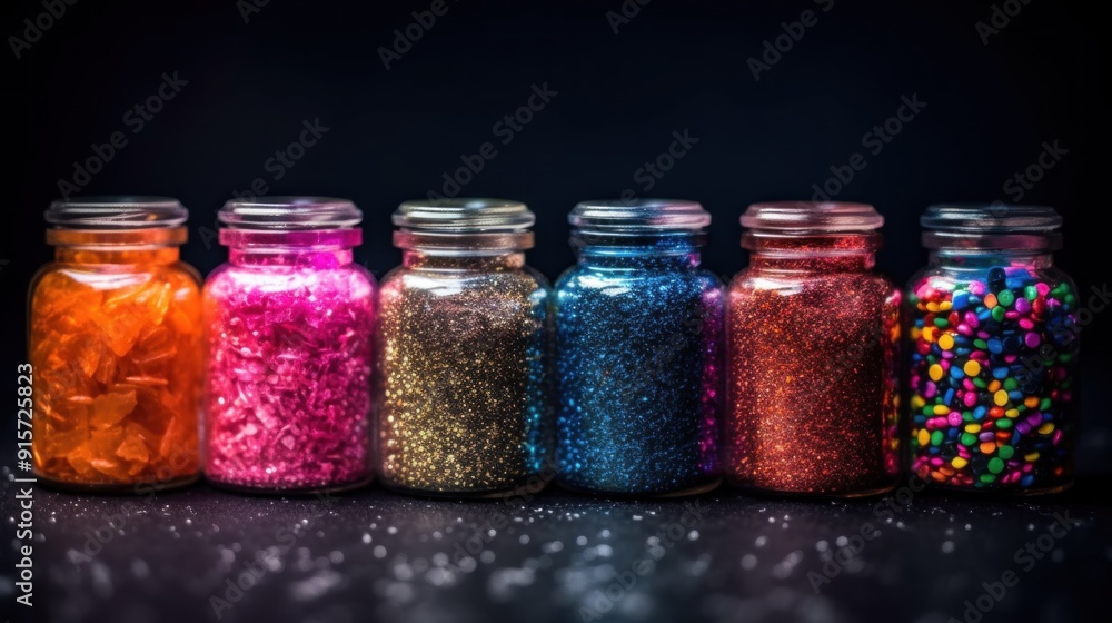 Colorful Jars of Glitter and Sprinkles Colorful Jars of Glitter and Sprinkles