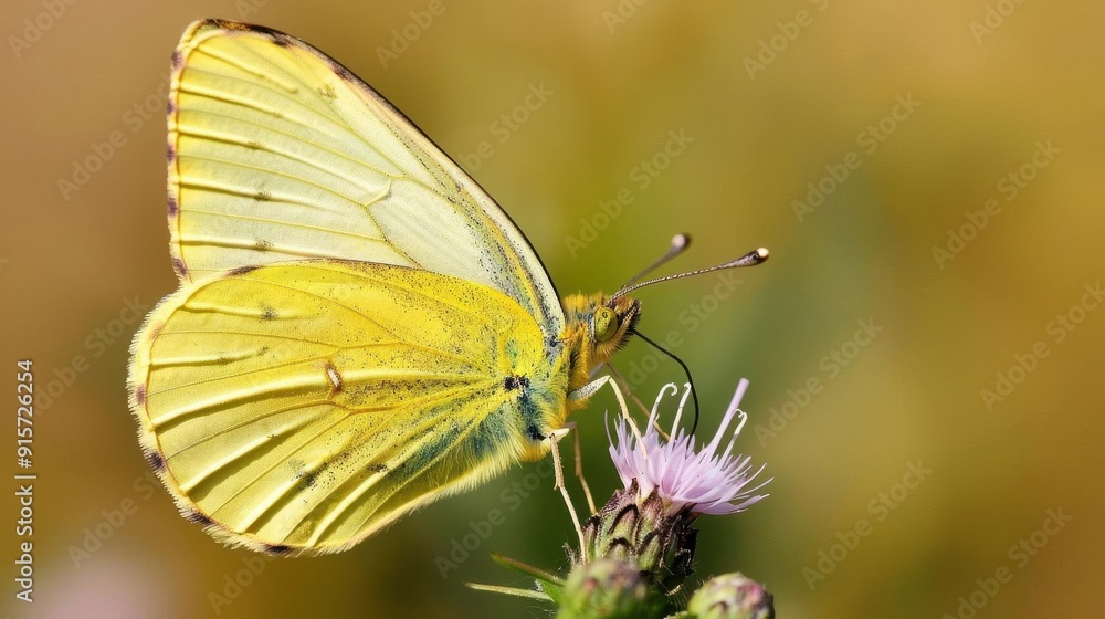 Fototapeta premium AnimalWildlife A golden butterfly on a flower