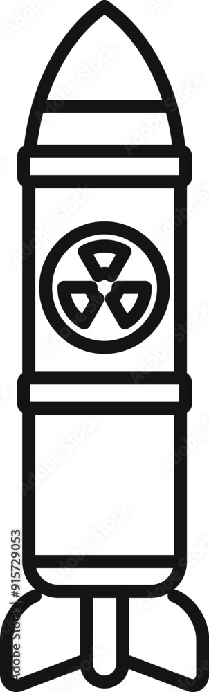 Simple line icon of a nuclear rocket missile warhead carrying a weapon of mass destruction Simple line icon of a nuclear rocket missile warhead carrying a weapon of mass destruction