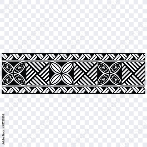 Polynesian pattern tribal tattoo border. Tribal tattoo geometric fore arm samoan band.Tattoo eps forearm samoan sleeve bracelet.Fabric seamless isolated hawaiian pattern on white background.
